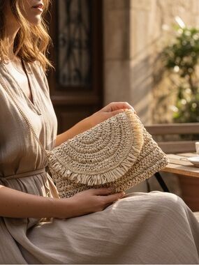 J Crew Woven Raffia Clutch Bag w/Shoulder Strap | Coastal | Preppy. | Resort